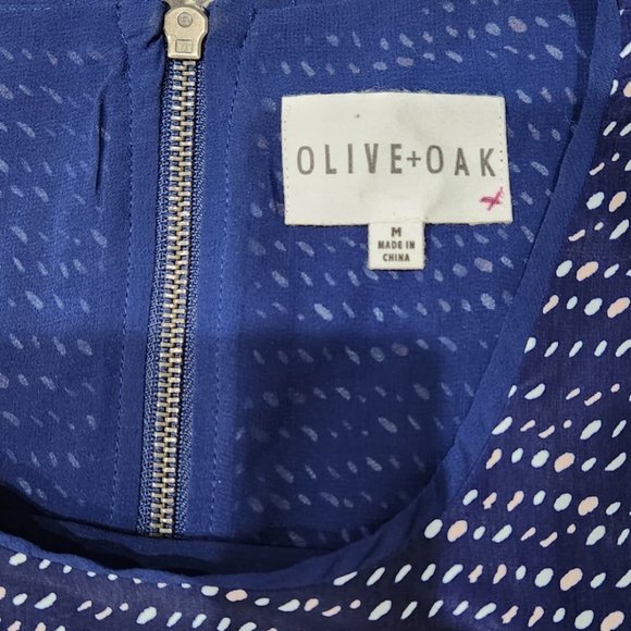 Olive + Oak Polka Dot Blue light sheer lined Dress Size M - Picture 6 of 6